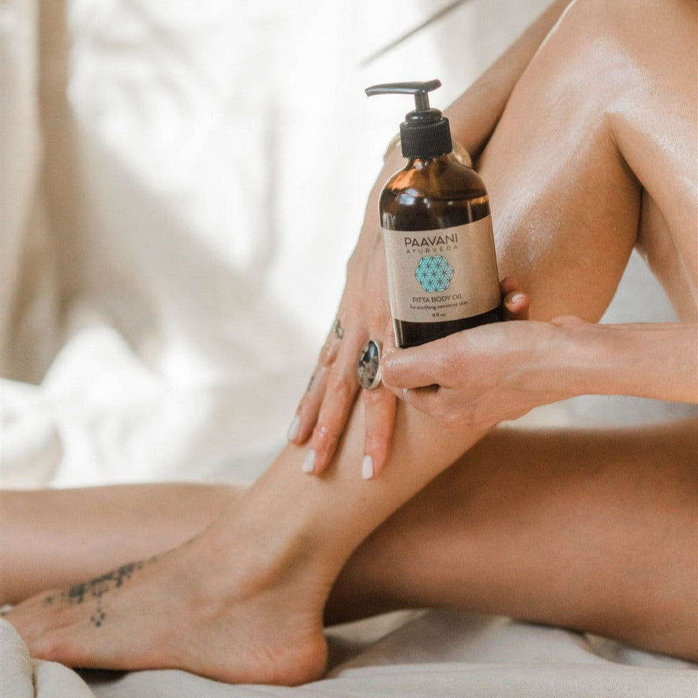 Pitta Body Oil – Cooling Ayurvedic Abhyanga Oil for Sensitive, Overheated Skin