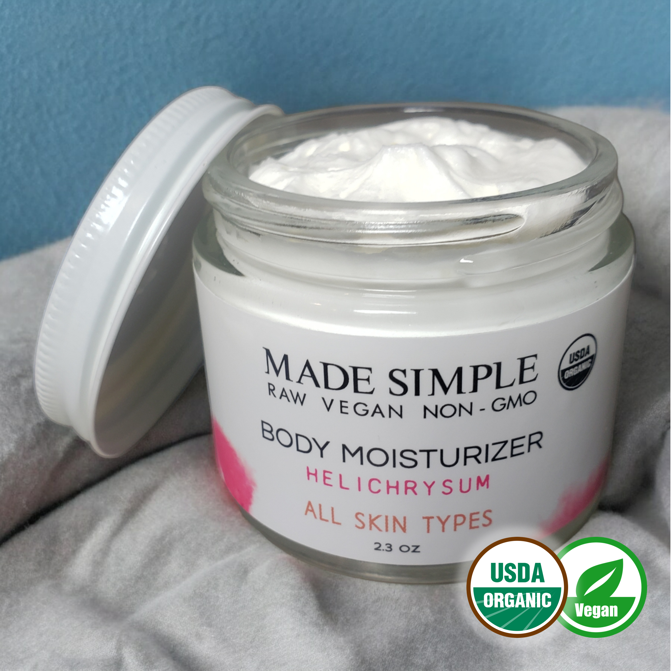 Helichrysum Moisturizer – Certified Organic, Vegan & Cruelty-Free Whipped Hydration