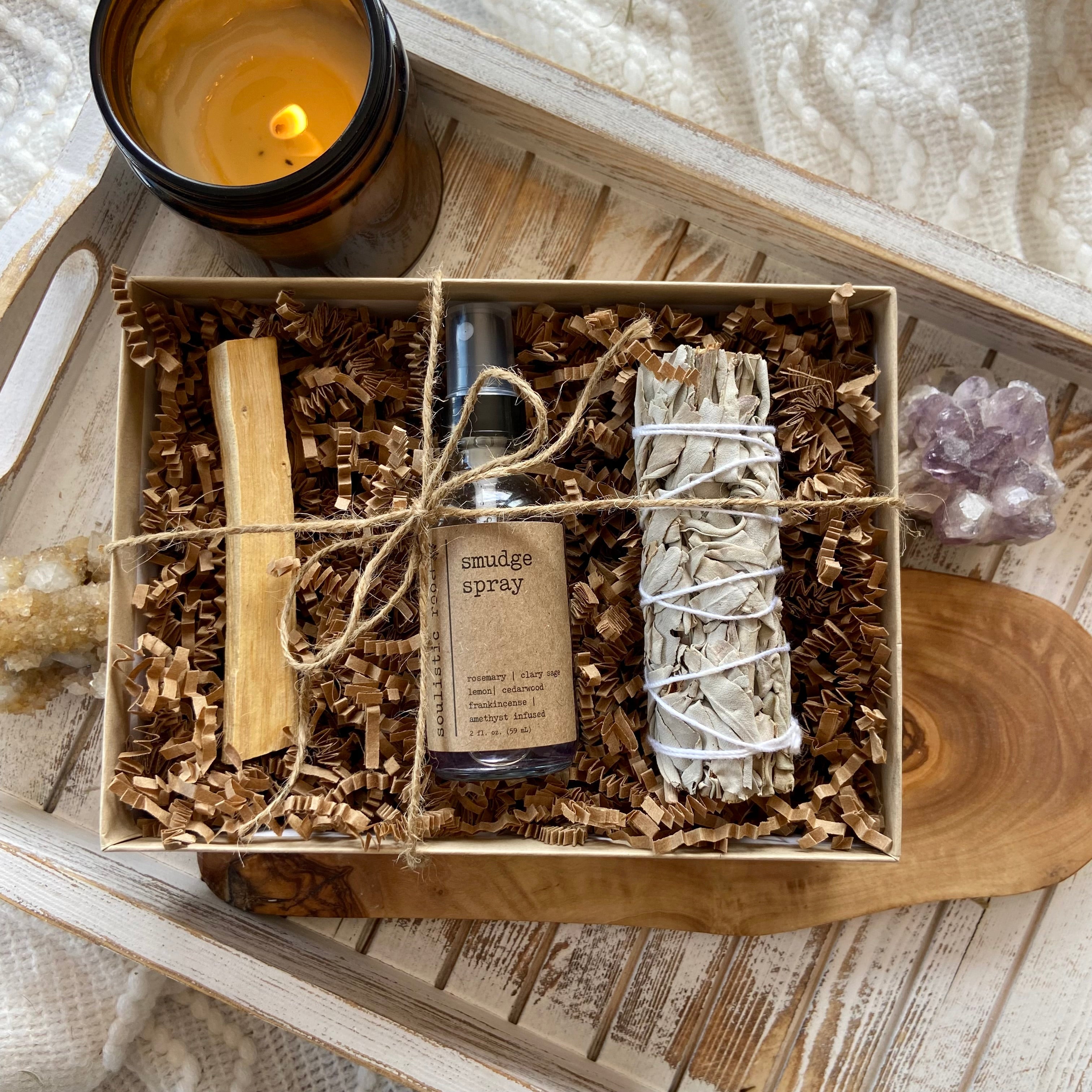 Smudge Spray Gift Set – Amethyst-Infused Cleansing Kit with Sage & Palo Santo