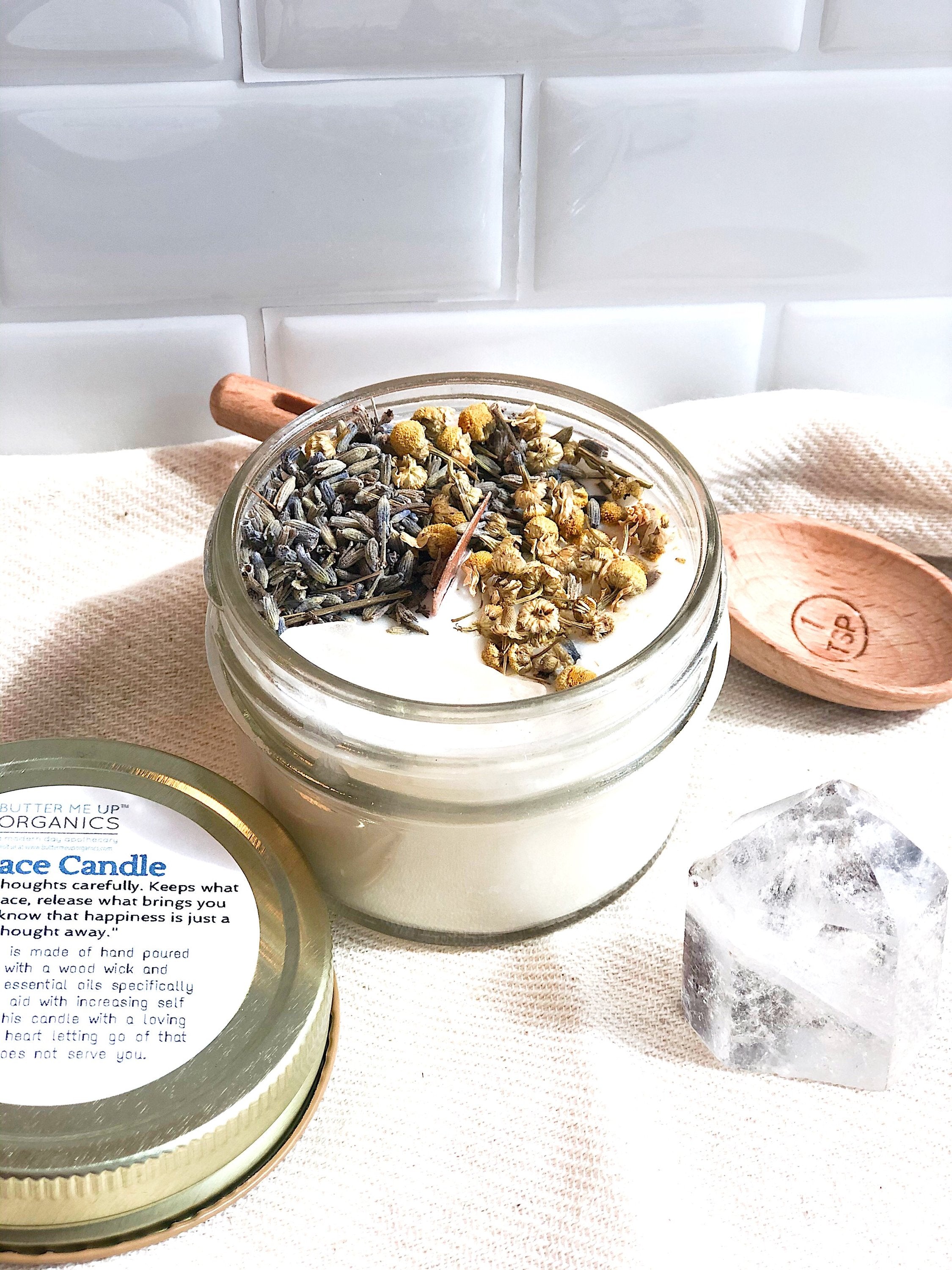 Serenity Candle – Lavender & Chamomile Crystal Intention Candle