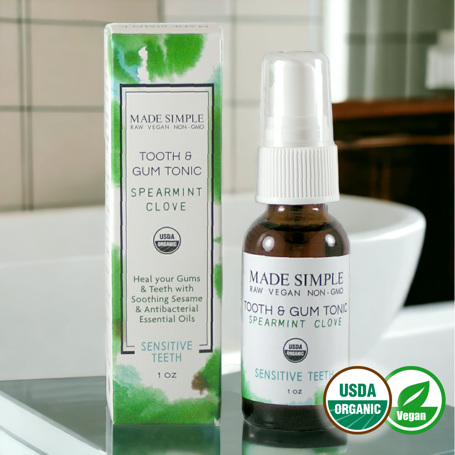 Spearmint Clove Tooth & Gum Tonic – Certified Organic, Vegan & Cruelty-Free
