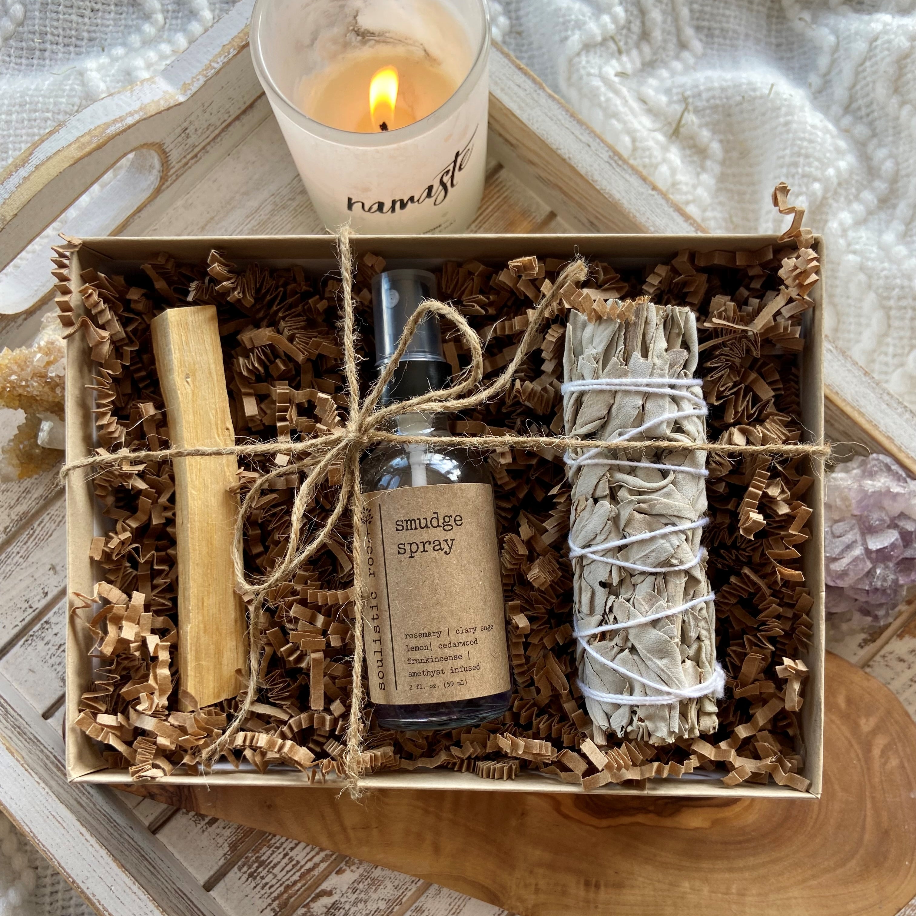 Smudge Spray Gift Set – Amethyst-Infused Cleansing Kit with Sage & Palo Santo
